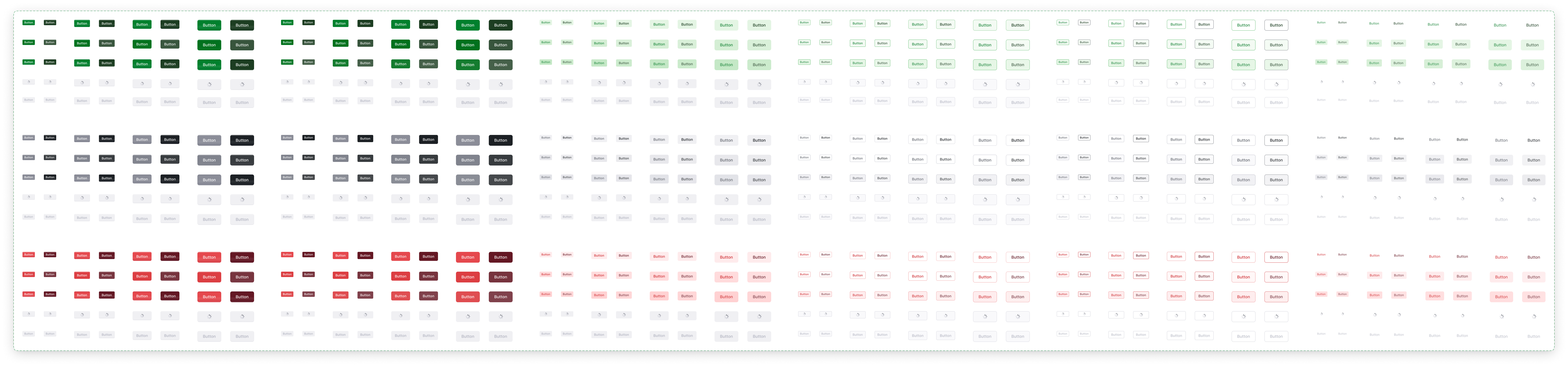The original Astralis button component set showing sizes, variants, accent neutral and error colours, and states